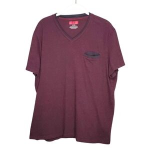 Alfani T-Shirt Men's Size XL Maroon Red Short Sleeve Slim Fit‎ Tee Pocket Casual